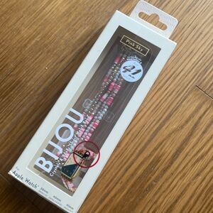 New BIJOU Pink Sky Women Crystal & Beads Pink Gold White Smart Apple Watch Band